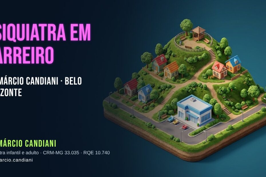 Ilustração 3D em miniatura sobre psiquiatra em Barreiro - Dr. Márcio Candiani, psiquiatra em Belo Horizonte