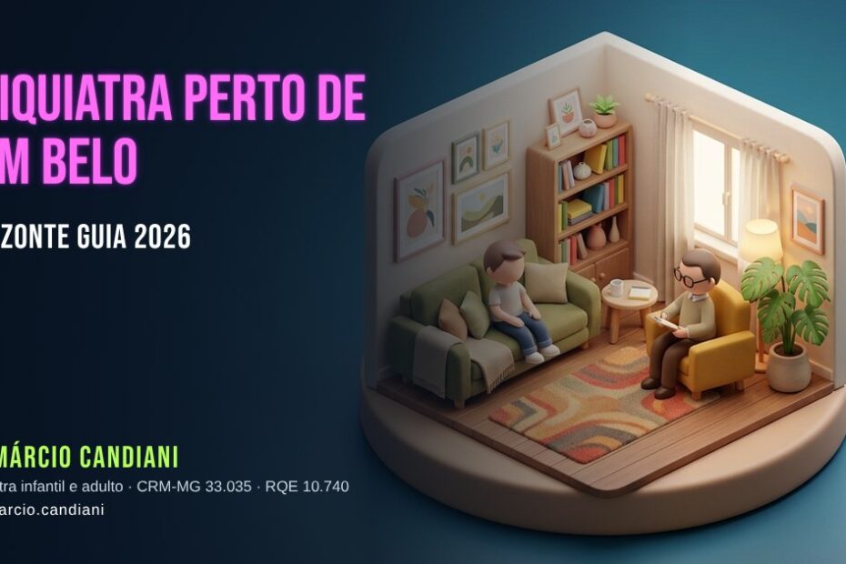 Ilustração 3D em miniatura sobre psiquiatra perto de mim belo horizonte - Dr. Márcio Candiani, psiquiatra em Belo Horizonte