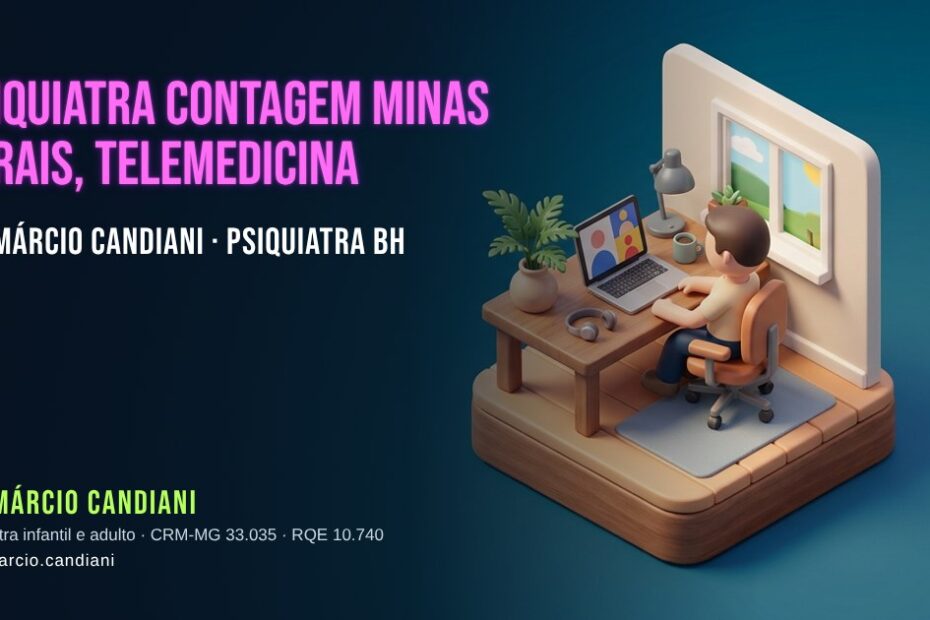Ilustração 3D em miniatura sobre psiquiatra contagem minas gerais, telemedicina - Dr. Márcio Candiani, psiquiatra em Belo Horizonte