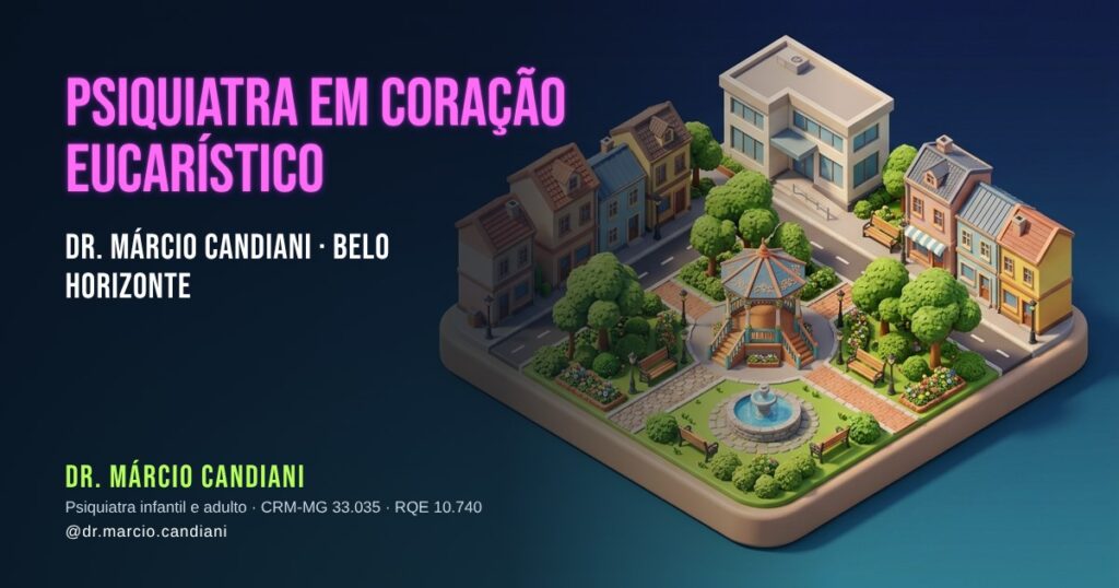 Ilustração 3D em miniatura sobre psiquiatra em Coração Eucarístico - Dr. Márcio Candiani, psiquiatra em Belo Horizonte
