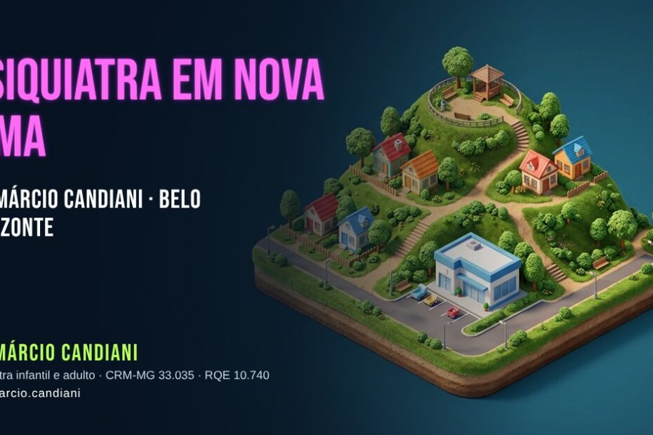 Ilustração 3D em miniatura sobre psiquiatra em Nova Lima - Dr. Márcio Candiani, psiquiatra em Belo Horizonte