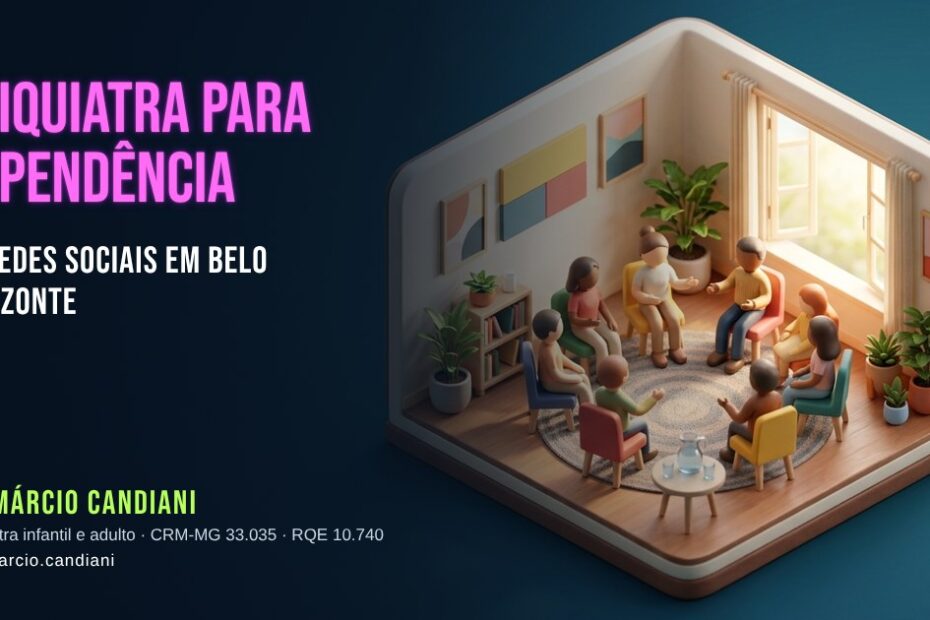 Ilustração 3D em miniatura sobre psiquiatra para dependência de redes sociais em belo horizonte - Dr. Márcio Candiani, psiquiatra em Belo Horizonte