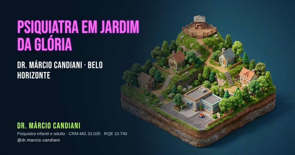 Ilustração 3D em miniatura sobre psiquiatra em Jardim da Glória - Dr. Márcio Candiani, psiquiatra em Belo Horizonte
