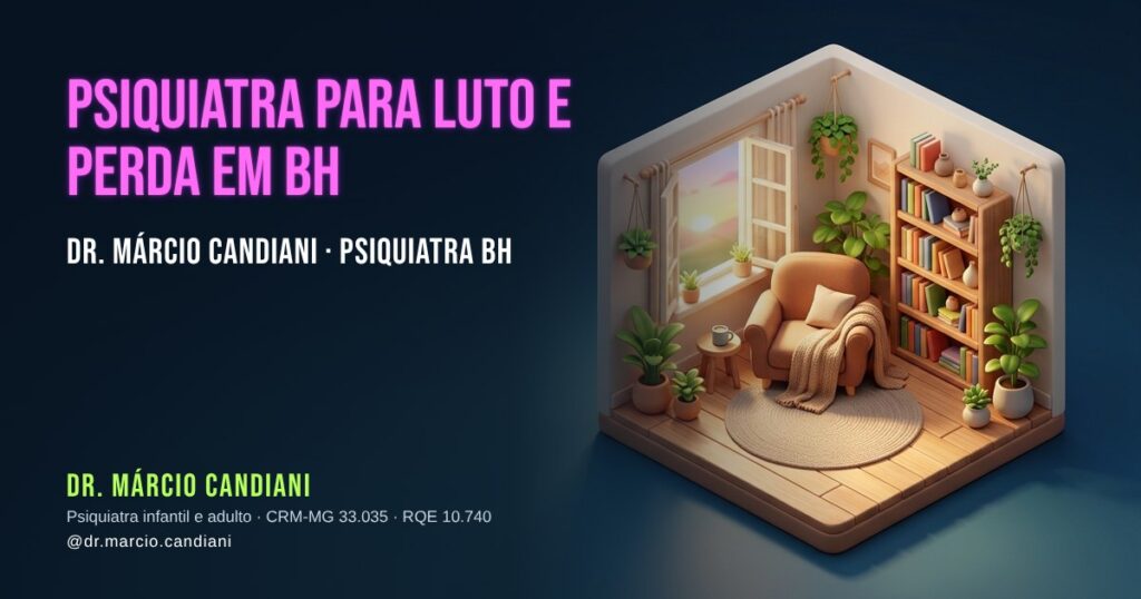 Ilustração 3D em miniatura sobre psiquiatra para luto e perda em bh - Dr. Márcio Candiani, psiquiatra em Belo Horizonte