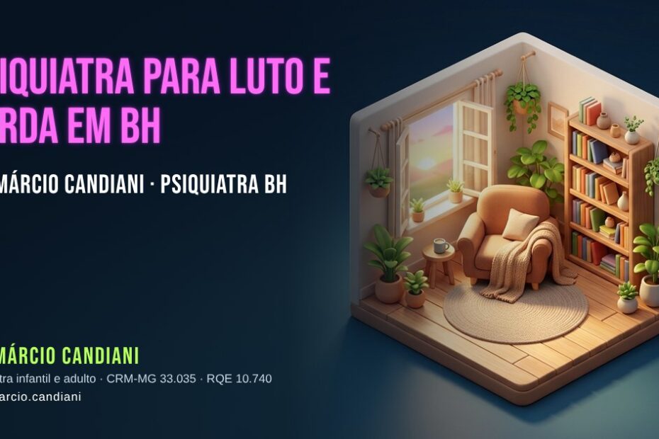 Ilustração 3D em miniatura sobre psiquiatra para luto e perda em bh - Dr. Márcio Candiani, psiquiatra em Belo Horizonte