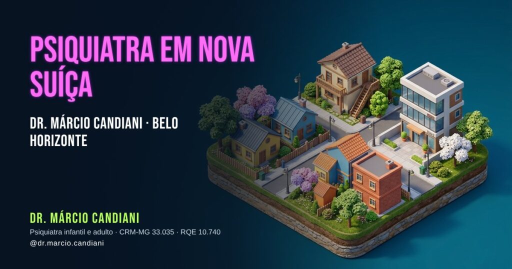 Ilustração 3D em miniatura sobre psiquiatra em Nova Suíça - Dr. Márcio Candiani, psiquiatra em Belo Horizonte
