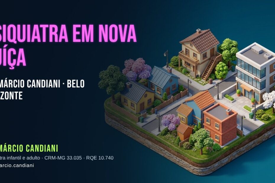 Ilustração 3D em miniatura sobre psiquiatra em Nova Suíça - Dr. Márcio Candiani, psiquiatra em Belo Horizonte