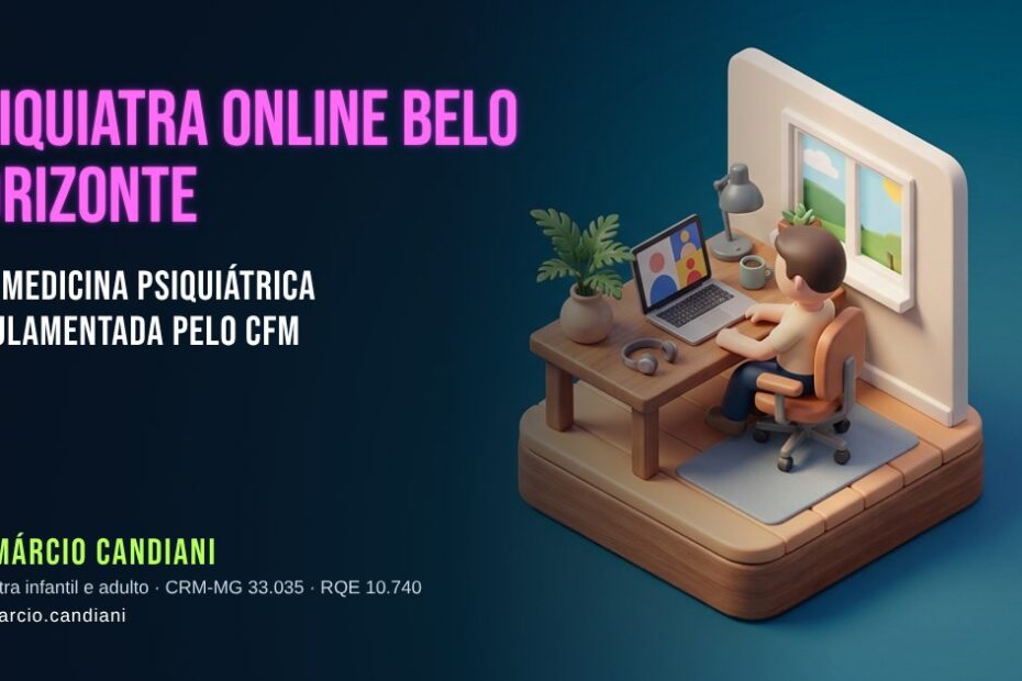Ilustração 3D em miniatura sobre psiquiatra online belo horizonte - Dr. Márcio Candiani, psiquiatra em Belo Horizonte
