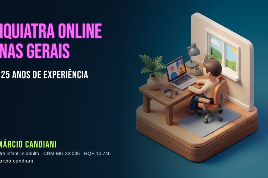 Ilustração 3D em miniatura sobre psiquiatra online minas gerais com 25 anos de experiência - Dr. Márcio Candiani, psiquiatra em Belo Horizonte