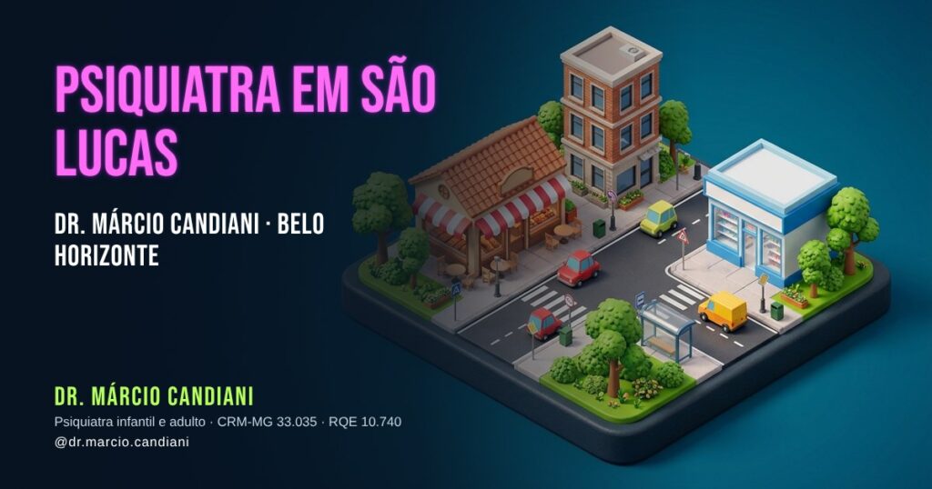 Ilustração 3D em miniatura sobre psiquiatra em São Lucas - Dr. Márcio Candiani, psiquiatra em Belo Horizonte
