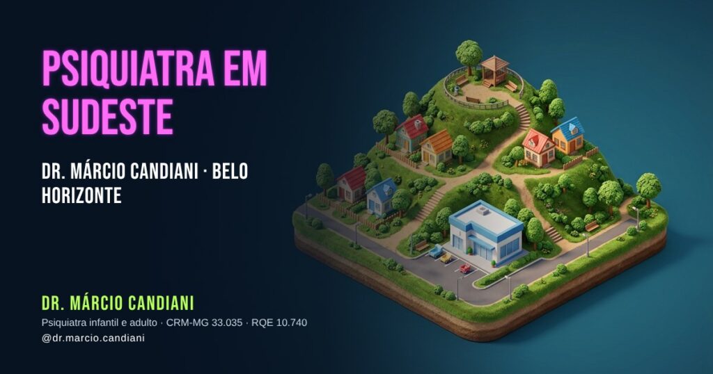 Ilustração 3D em miniatura sobre psiquiatra em Sudeste - Dr. Márcio Candiani, psiquiatra em Belo Horizonte