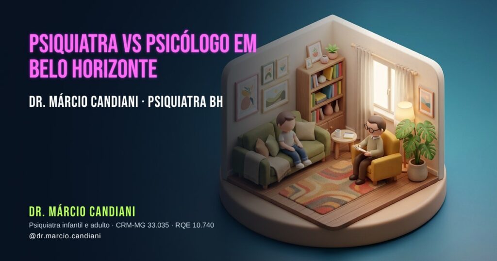 Ilustração 3D em miniatura sobre psiquiatra vs psicólogo em belo horizonte - Dr. Márcio Candiani, psiquiatra em Belo Horizonte