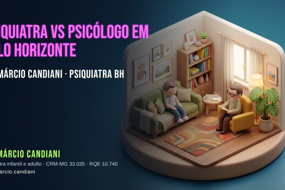 Ilustração 3D em miniatura sobre psiquiatra vs psicólogo em belo horizonte - Dr. Márcio Candiani, psiquiatra em Belo Horizonte