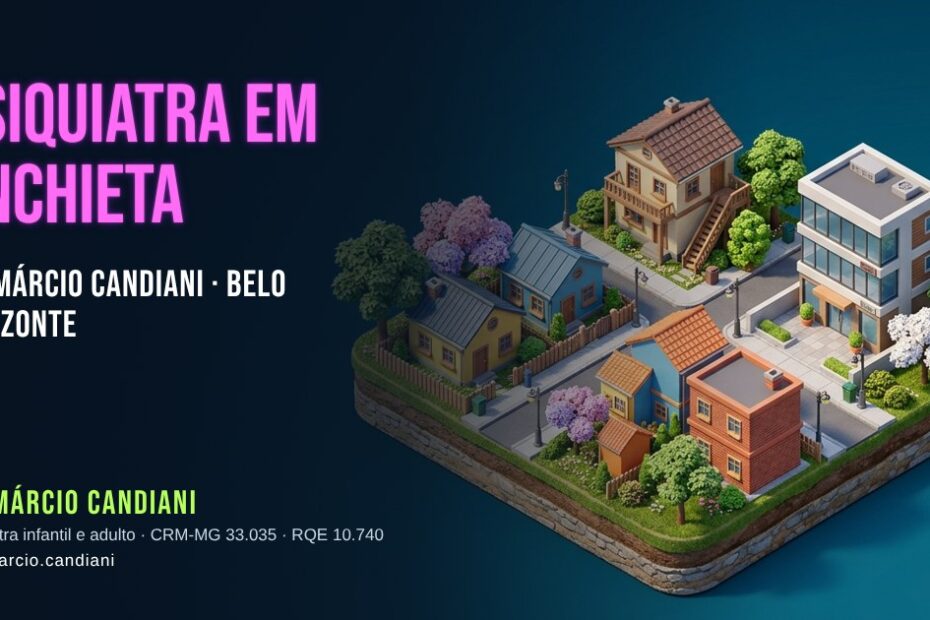 Ilustração 3D em miniatura sobre psiquiatra em Anchieta - Dr. Márcio Candiani, psiquiatra em Belo Horizonte