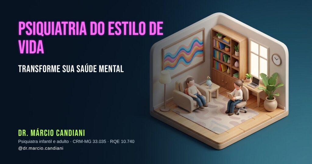 Ilustração 3D em miniatura sobre psiquiatria do estilo de vida - Dr. Márcio Candiani, psiquiatra em Belo Horizonte