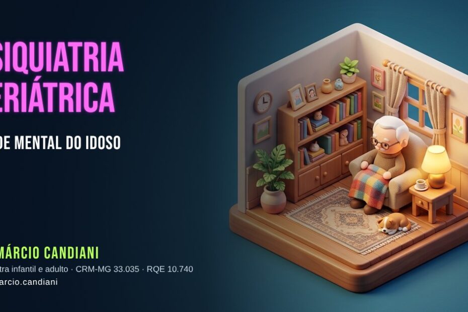 Ilustração 3D em miniatura sobre psiquiatria geriátrica - Dr. Márcio Candiani, psiquiatra em Belo Horizonte