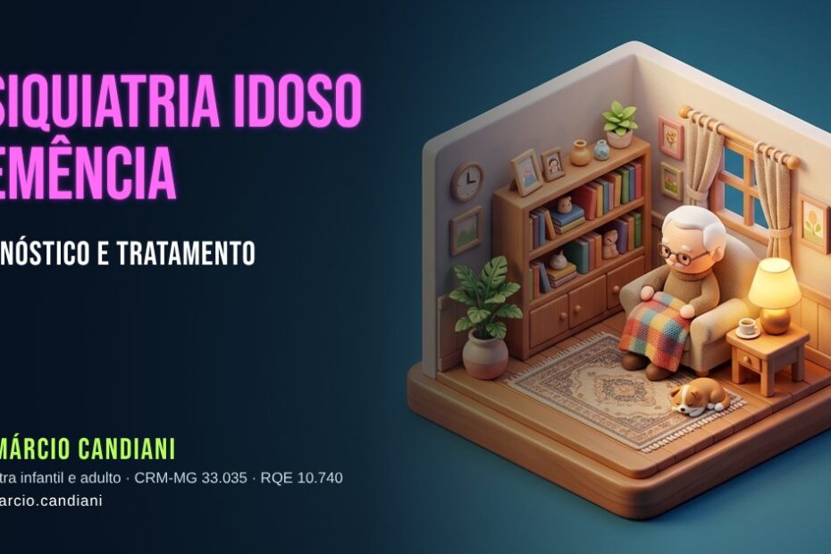 Ilustração 3D em miniatura sobre psiquiatria idoso demência - Dr. Márcio Candiani, psiquiatra em Belo Horizonte