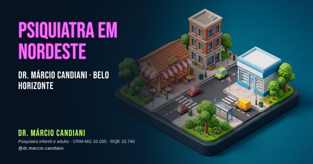 Ilustração 3D em miniatura sobre psiquiatra em Nordeste - Dr. Márcio Candiani, psiquiatra em Belo Horizonte