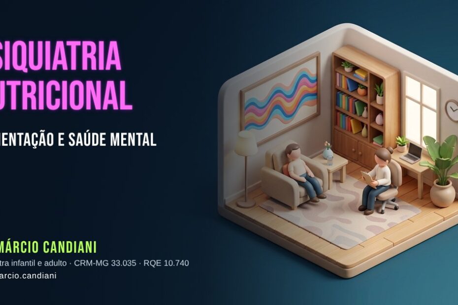 Ilustração 3D em miniatura sobre psiquiatria nutricional - Dr. Márcio Candiani, psiquiatra em Belo Horizonte
