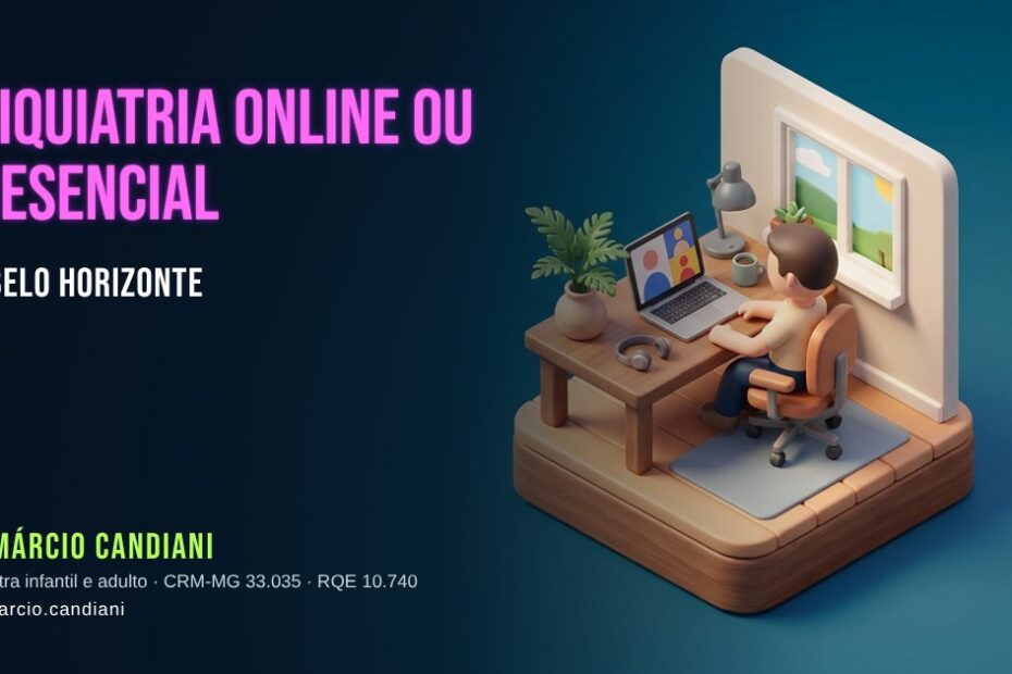 Ilustração 3D em miniatura sobre psiquiatria online ou presencial em belo horizonte - Dr. Márcio Candiani, psiquiatra em Belo Horizonte