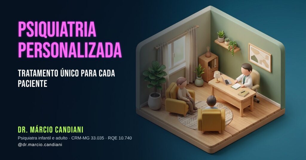 Ilustração 3D em miniatura sobre psiquiatria personalizada - Dr. Márcio Candiani, psiquiatra em Belo Horizonte