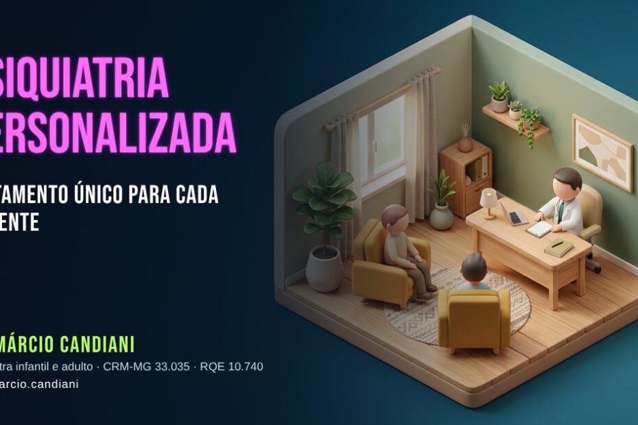 Ilustração 3D em miniatura sobre psiquiatria personalizada - Dr. Márcio Candiani, psiquiatra em Belo Horizonte