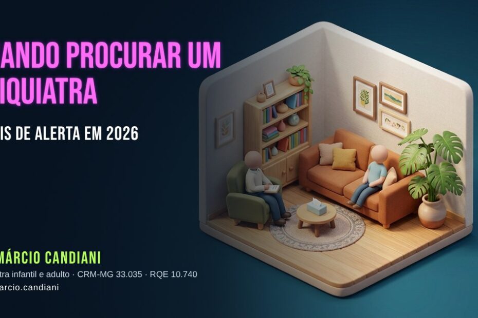 Ilustração 3D em miniatura sobre quando procurar um psiquiatra? sinais de alerta em 2026 - Dr. Márcio Candiani, psiquiatra em Belo Horizonte