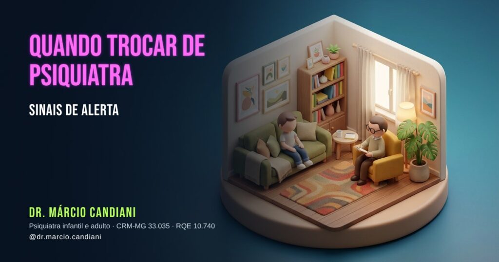 Ilustração 3D em miniatura sobre quando trocar de psiquiatra - Dr. Márcio Candiani, psiquiatra em Belo Horizonte