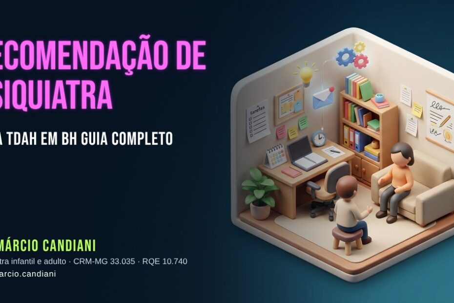 Ilustração 3D em miniatura sobre recomendação de psiquiatra para tdah em bh - Dr. Márcio Candiani, psiquiatra em Belo Horizonte