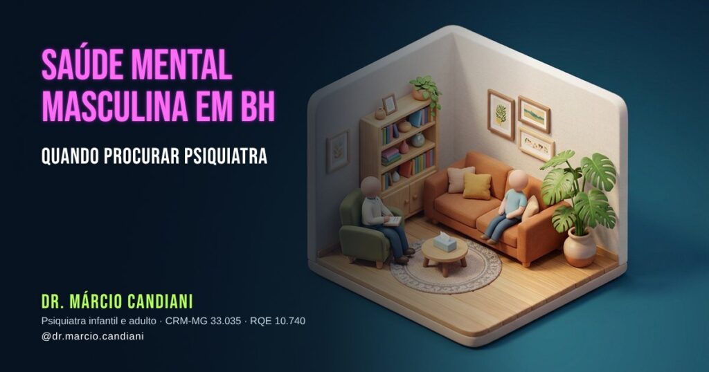 Ilustração 3D em miniatura sobre saúde mental masculina em bh - Dr. Márcio Candiani, psiquiatra em Belo Horizonte