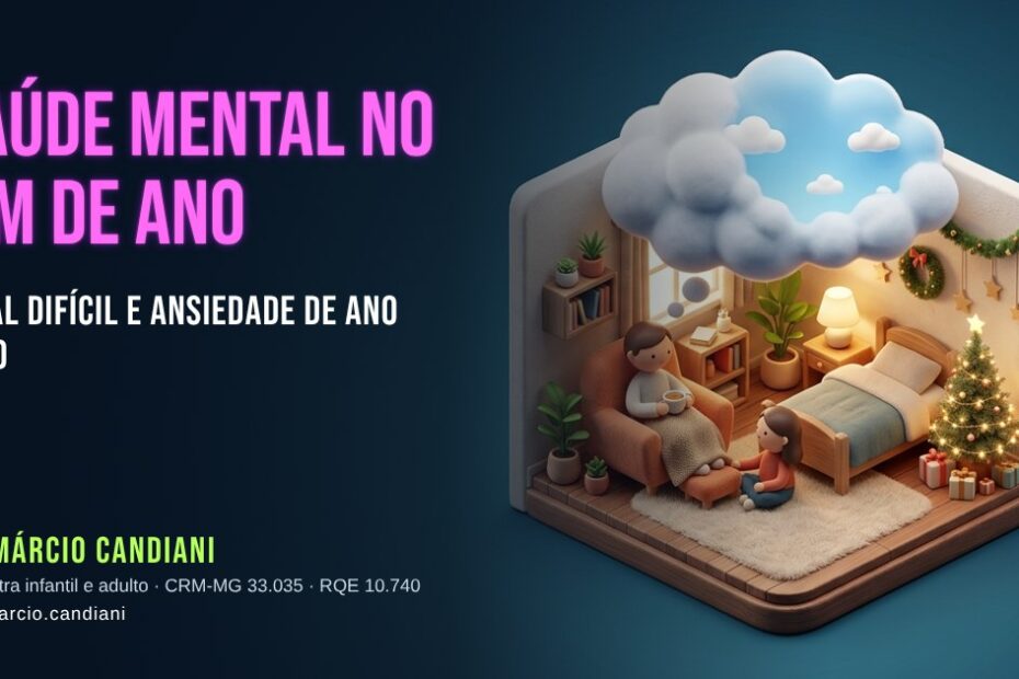 Ilustração 3D em miniatura sobre saúde mental no fim de ano - Dr. Márcio Candiani, psiquiatra em Belo Horizonte