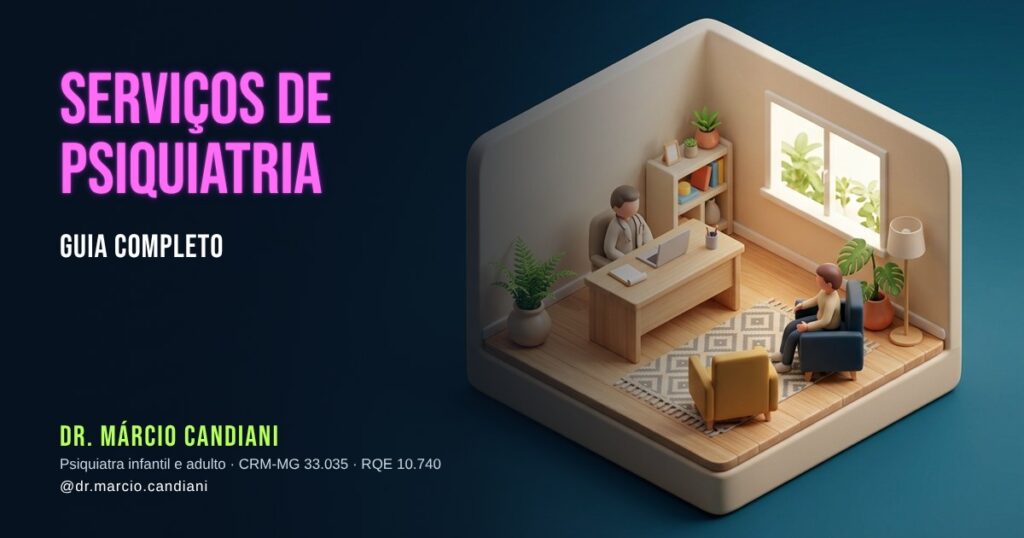 Ilustração 3D em miniatura sobre serviços de psiquiatria - Dr. Márcio Candiani, psiquiatra em Belo Horizonte