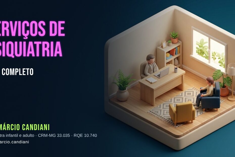 Ilustração 3D em miniatura sobre serviços de psiquiatria - Dr. Márcio Candiani, psiquiatra em Belo Horizonte