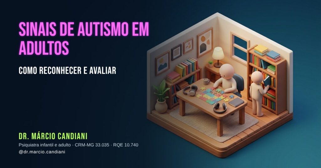 Ilustração 3D em miniatura sobre sinais de autismo em adultos - Dr. Márcio Candiani, psiquiatra em Belo Horizonte