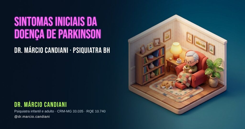 Ilustração 3D em miniatura sobre sintomas iniciais da doença de parkinson - Dr. Márcio Candiani, psiquiatra em Belo Horizonte