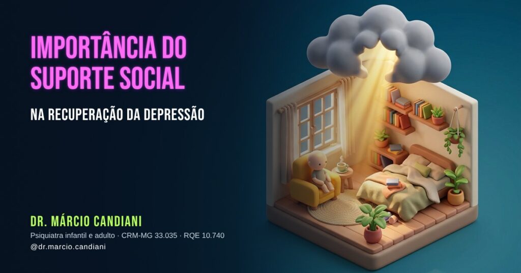 Ilustração 3D em miniatura sobre importância do suporte social na recuperação da depressão - Dr. Márcio Candiani, psiquiatra em Belo Horizonte