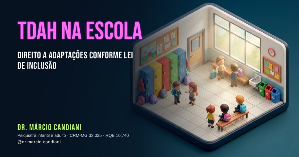 Ilustração 3D em miniatura sobre tdah na escola - Dr. Márcio Candiani, psiquiatra em Belo Horizonte