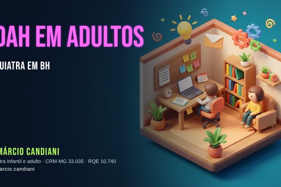Ilustração 3D em miniatura sobre tdah em adultos - Dr. Márcio Candiani, psiquiatra em Belo Horizonte