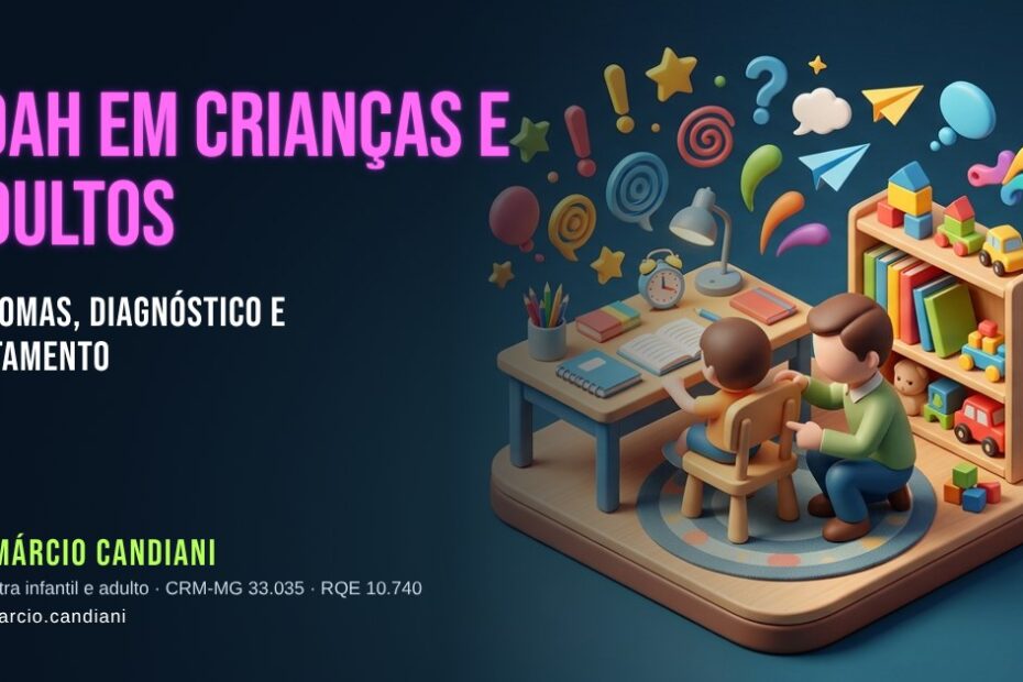 Ilustração 3D em miniatura sobre tdah em crianças e adultos - Dr. Márcio Candiani, psiquiatra em Belo Horizonte
