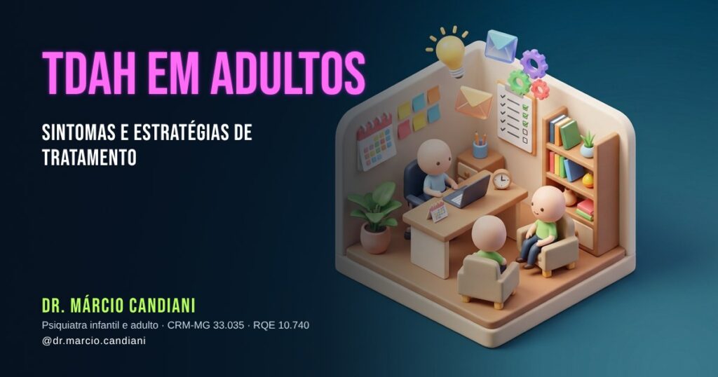 Ilustração 3D em miniatura sobre tdah em adultos - Dr. Márcio Candiani, psiquiatra em Belo Horizonte