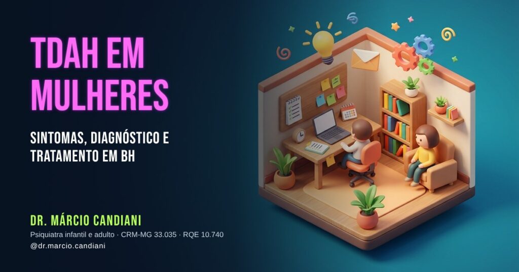 Ilustração 3D em miniatura sobre tdah em mulheres - Dr. Márcio Candiani, psiquiatra em Belo Horizonte