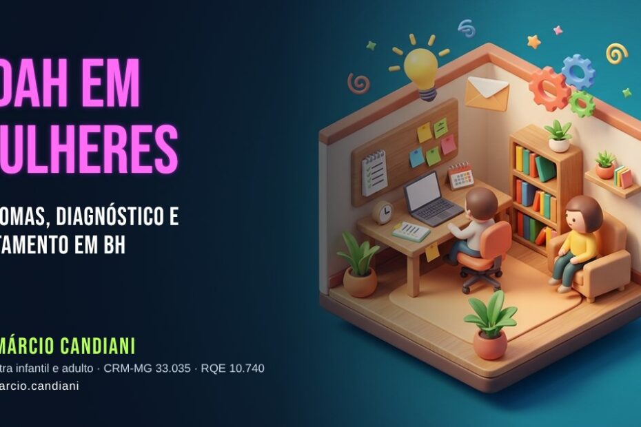 Ilustração 3D em miniatura sobre tdah em mulheres - Dr. Márcio Candiani, psiquiatra em Belo Horizonte