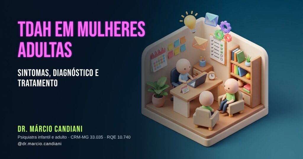 Ilustração 3D em miniatura sobre tdah em mulheres adultas - Dr. Márcio Candiani, psiquiatra em Belo Horizonte