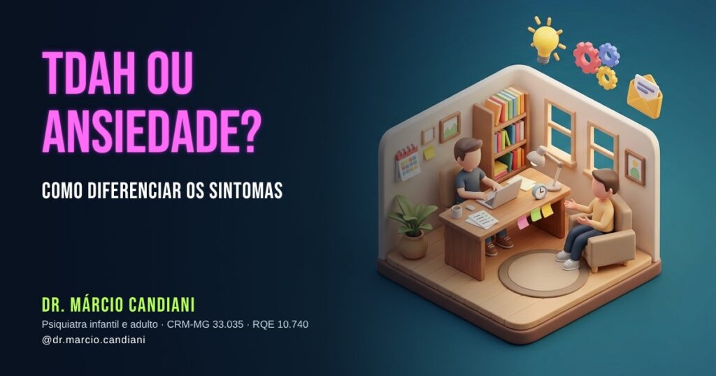 Ilustração 3D em miniatura sobre tdah ou ansiedade - Dr. Márcio Candiani, psiquiatra em Belo Horizonte