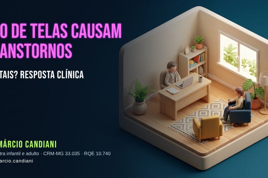 Ilustração 3D em miniatura sobre uso de telas causam transtornos mentais? resposta clínica - Dr. Márcio Candiani, psiquiatra em Belo Horizonte
