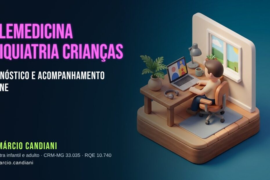 Ilustração 3D em miniatura sobre telemedicina psiquiatria crianças - Dr. Márcio Candiani, psiquiatra em Belo Horizonte