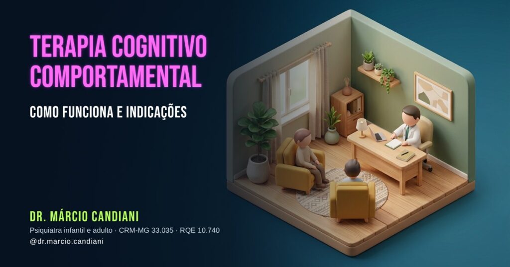 Ilustração 3D em miniatura sobre terapia cognitivo comportamental - Dr. Márcio Candiani, psiquiatra em Belo Horizonte