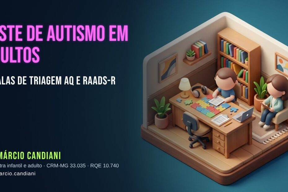 Ilustração 3D em miniatura sobre teste de autismo em adultos - Dr. Márcio Candiani, psiquiatra em Belo Horizonte