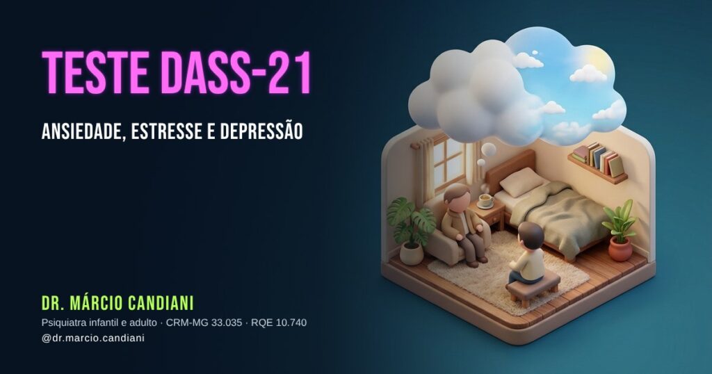 Ilustração 3D em miniatura sobre teste dass-21 - Dr. Márcio Candiani, psiquiatra em Belo Horizonte