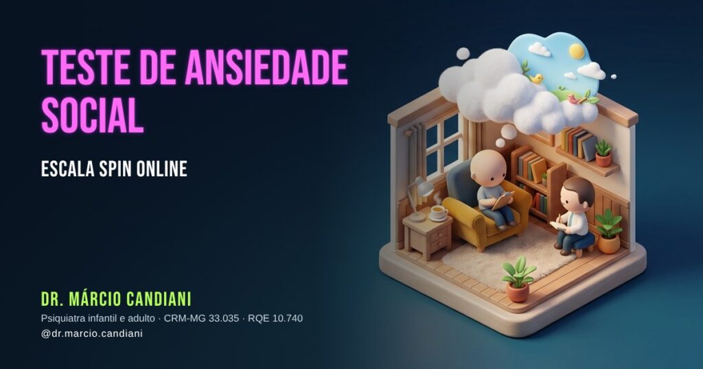 Ilustração 3D em miniatura sobre teste de ansiedade social - Dr. Márcio Candiani, psiquiatra em Belo Horizonte